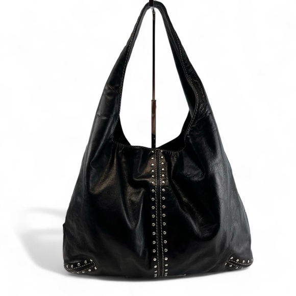 MICHAEL Michael Kors Large Astor Hobo Soft Leather in Black Silver Studs Rivets - Picture 1 of 11